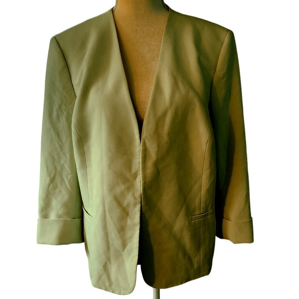 Kasper Light Green Open Front Blazer Plus Size 16